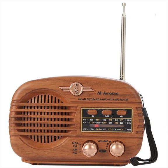 Retro Bluetooth Radio, Portable Radio AM FM Transistor Battery Operated Radio USB Music Player Wooden,1 * Retro Bluetooth Radio,Wooden