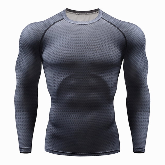 Minnieouse Deporte manga larga hombres cuello ropa deportiva transpirable resistencia al desgaste camisa térmica de compresión duradera Camisetas Negro Minnieouse AP013563-02