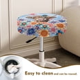 thumbnail image 4 of Renewold Round Bar Stool Seat Covers Washable Stretchy Stool Slipcovers 13-15 Inch Bathroom Vanity Stool Seat Cover 2 Count, Highland Cow Boho Floral Blue, 4 of 6