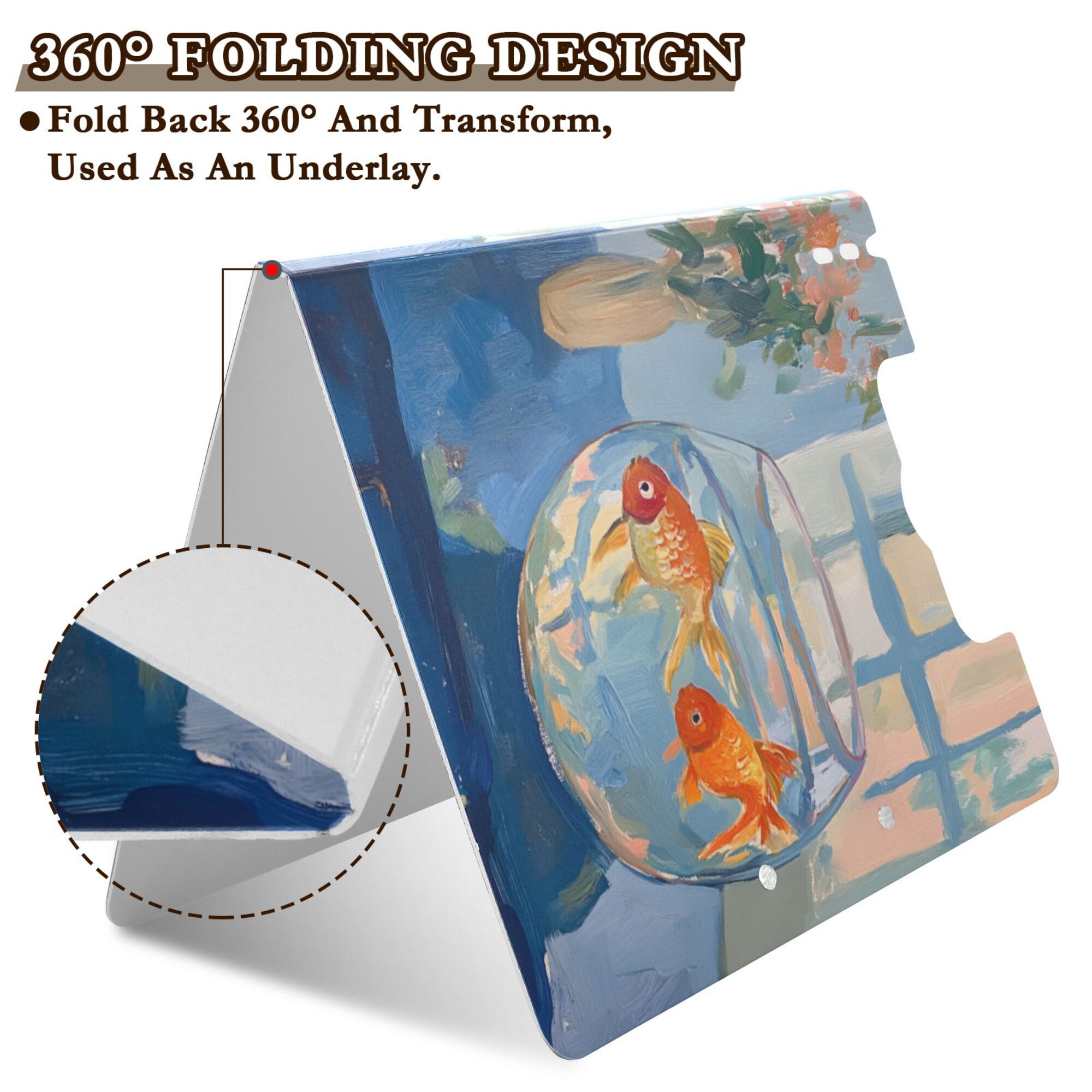 FORMRS A4 Clipboard Folder with Pen Holder Horizontal Foldable School Office Binder, Blue Goldfish