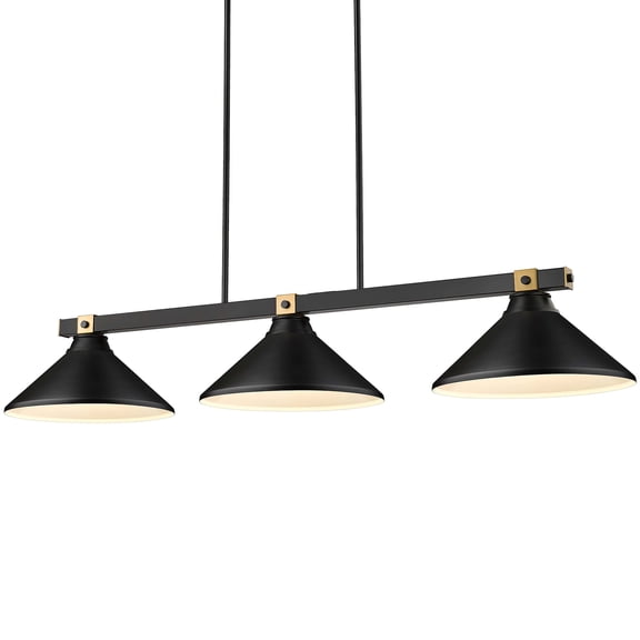 Z-Lite 1955-3-Mmb Bronte 3 Light 53" Wide Billiard Chandelier - Matte Black / Rubbed Brass
