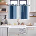thumbnail image 2 of Navy Blue Ombre Stripe Kitchen Curtains Short 45 Inch Length, Farmhouse Simple Striped Grommet Top Bedroom Living Room Curtains, Light Filtering Cafe Curtain Drapes 2 Panels Set 84''x45'', 2 of 9