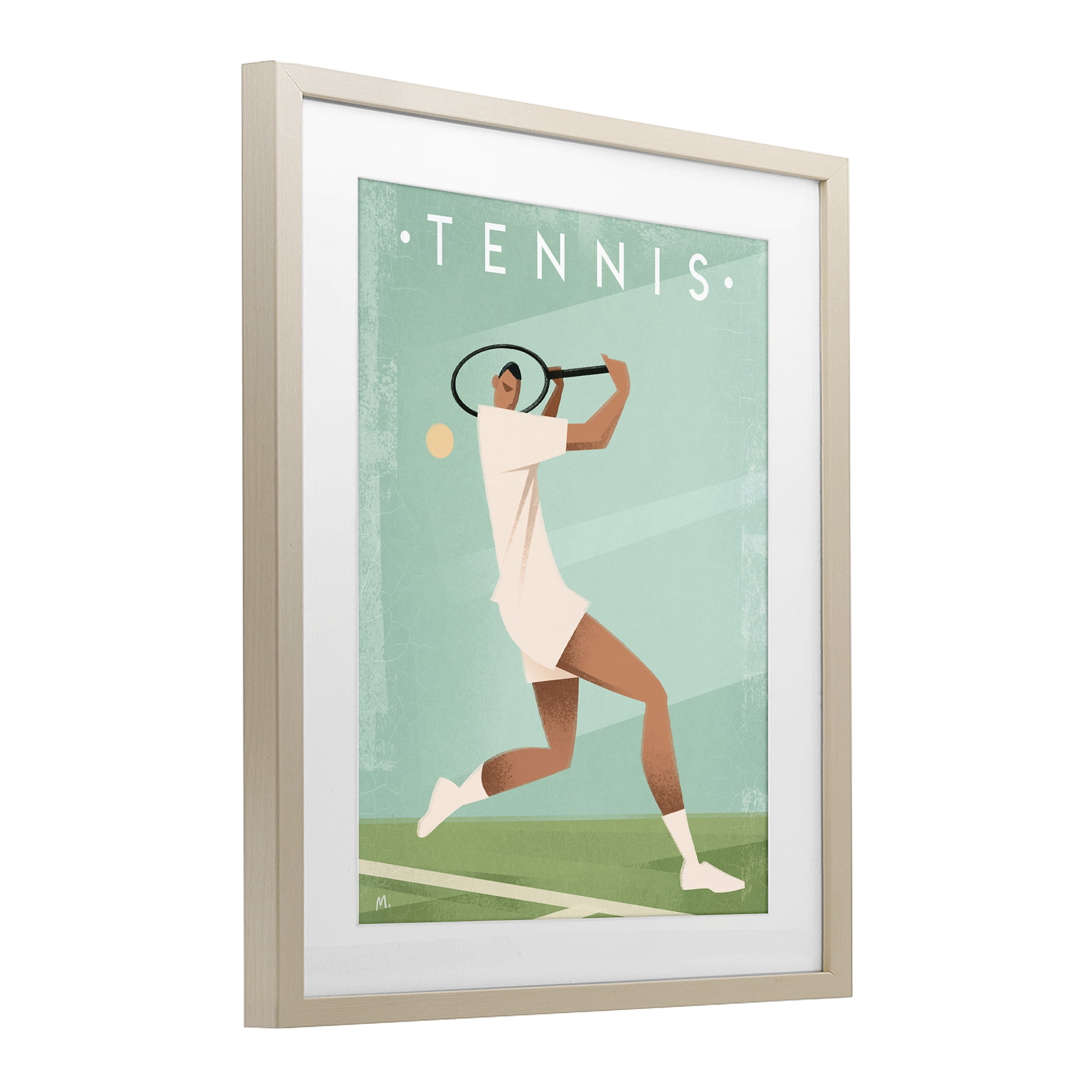 Stupell Industries Vintage Tennis Swing Birch Framed Print Under Glass, design by Martin Wickstrom