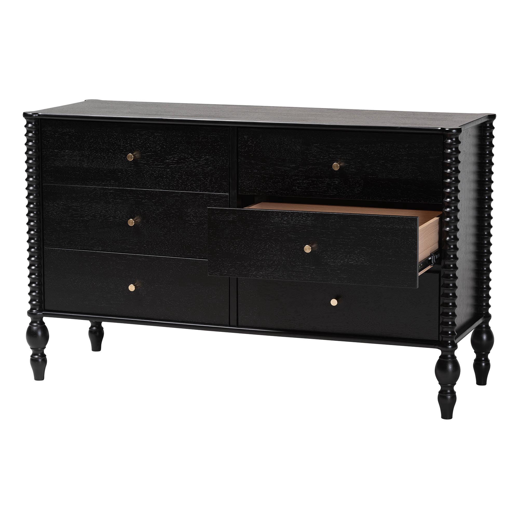 Baxton Studio Callison Farmhouse Dresser, 6-Drawer, Black