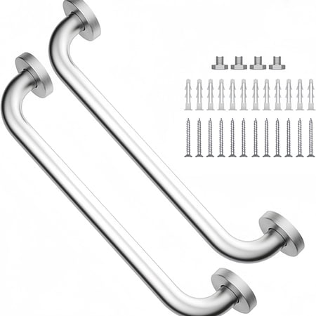 2 Pack 16 Inch Shower Grab Bar, 304 Stainless Steel Bathroom Safety Rail with 1.25" Diameter, Heavy Duty Handicap Support Bar for Shower, Tub or Toilet