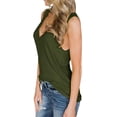 thumbnail image 3 of Camisetas sin mangas con cuello en V para mujer Camisetas henley sin mangas con botones acanaladas Camisetas largas tipo túnica Verde XL Jormftte LRWJ597-13, 3 of 4