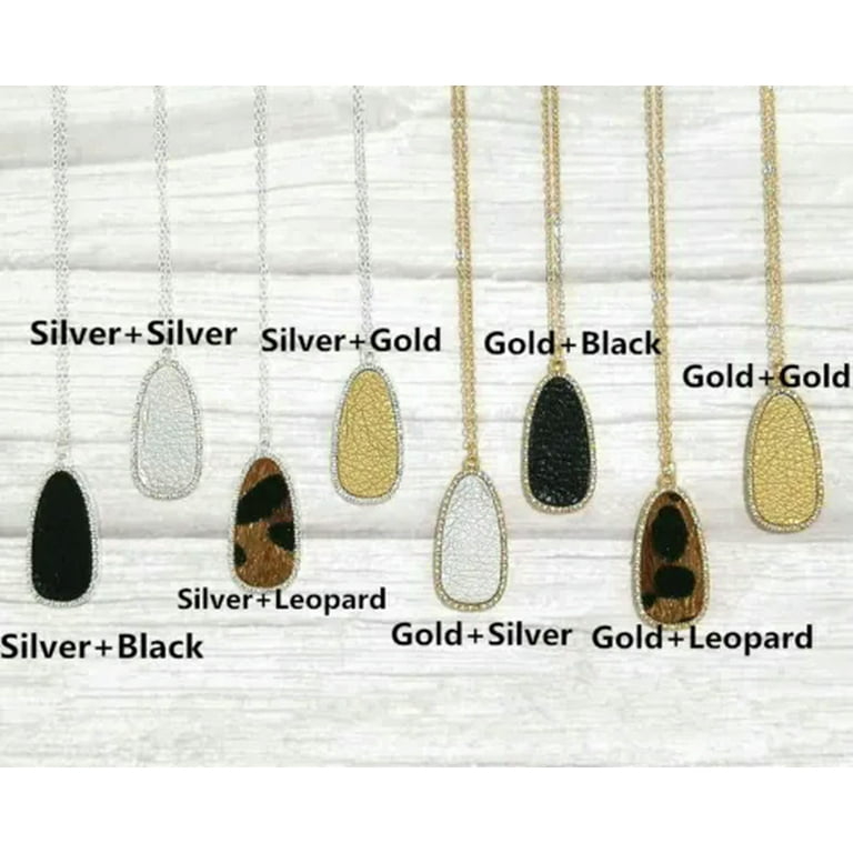 RSAMD New Crystal Pave Surround Cheetah Leopard Leather Teardrop