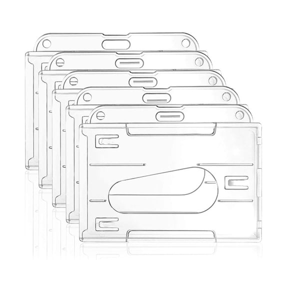 5Pcs Hard Plastic Badge Holder Clear Name Card Holder with Thumb Slot for Office
