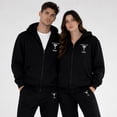 thumbnail image 5 of Dear God Realign Me Zip Up Hoodie and Jogger Sweatpants Set, Includes White T Shirt, Unisex Fleece Matching Tracksuit, Black, 5 of 5
