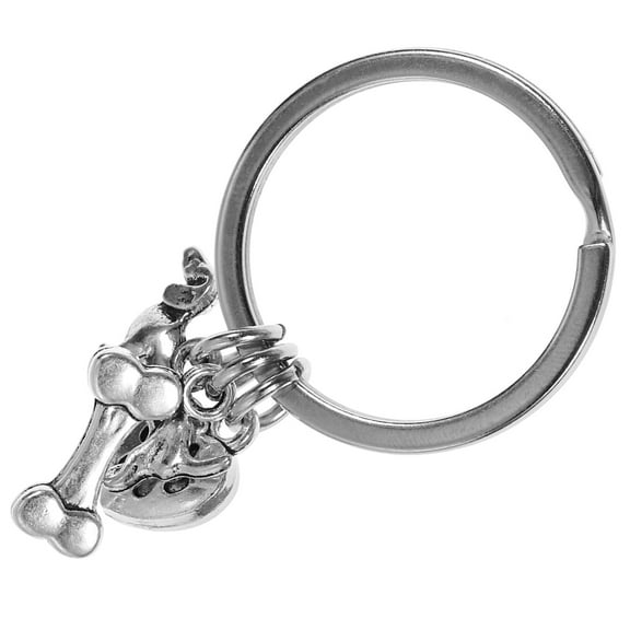 OATIPHO Silver Alloy Pet Dog Bone Keychain Cute Design Decorative Backpack Pendant