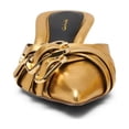thumbnail image 3 of XYD Women Mules Layered Buckles Pointed Toe Tapered Low Heel Slippers Slip-on Fashion Sandals Casual Dressy Shoes Size 6.5 Gold, 3 of 4