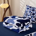 thumbnail image 6 of Manfei Jungle Animal Zipper Full Size Comforter Sets with Fitted Sheet and 2 Pillowcases,Vintage Camouflage Zipper Bedding Set,Blue Black,Navy Blue Reversible,4pcs, 6 of 8
