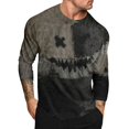 thumbnail image 2 of Domuza Halloween Shirt Men Horror Novelty Ghost Pumpkin Graphic Long Sleeve T Shirts Lightweight Soft Comfy Crew-Neck Raglan Blouse Dark Gray M, 2 of 5