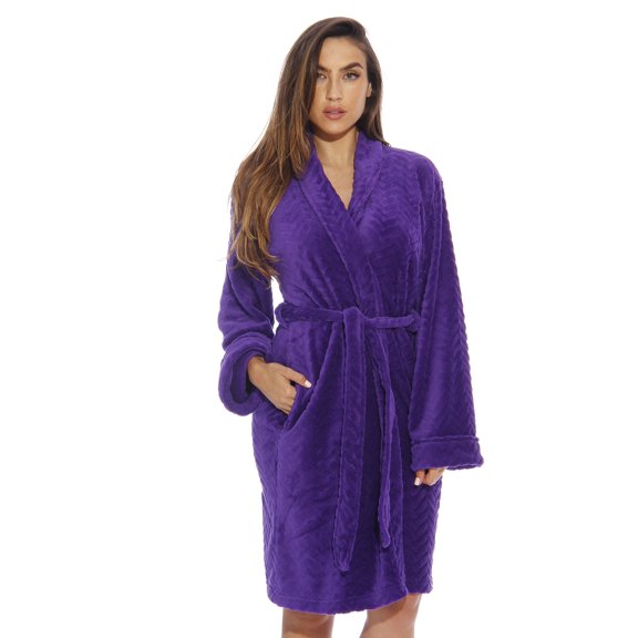 Just Love Womens Robe Lightweight Bathrobe with Belt & Pockets, Soft Lounge Sleepwear (Purple, X-Small)
