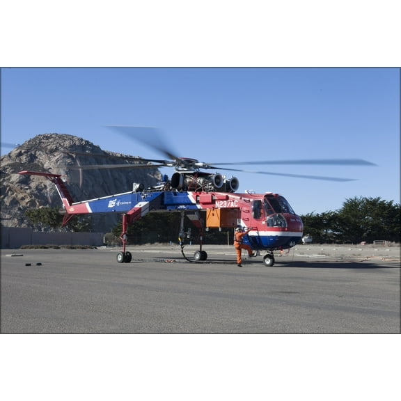 24"x36" Gallery Poster, Sikorsky S-64 Skycrane helicopter morro bay california p2