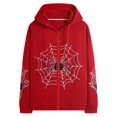 thumbnail image 4 of Spider Hooded Sweatshirt Zip-Up Hoodie Superhero Web Print Graphic Jackets Casual Tops for Women Halloween Party Streetwear Red S, 4 of 4