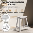 thumbnail image 3 of MUCHENGHY Set of 2 Outdoor Bar Stools 24", HDPE Weatherproof Patio Saddle Seats, White, 3 of 8