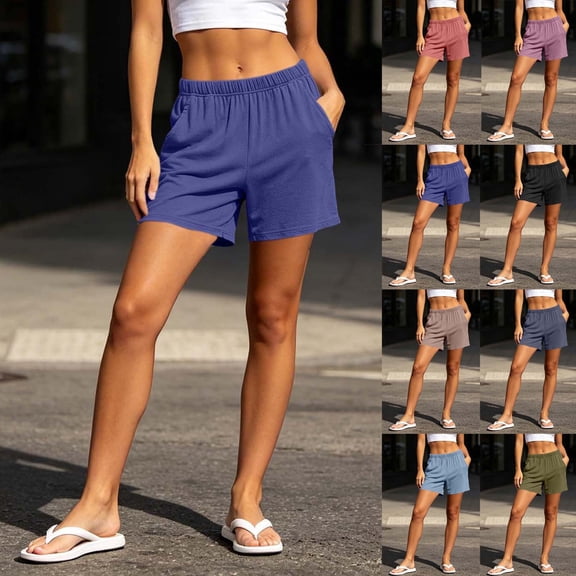 Womens Athletic Shorts Bermuda 6" High Waisted Hiking Shorts with Pockets Casual Summer Quick Dry Wear for Women Golf Blue XL(XL)