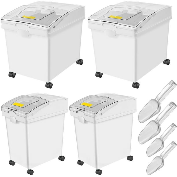 BENTISM Ingredient Storage Bin Flour Bins On Wheels 10.5 Gallon and 6.6