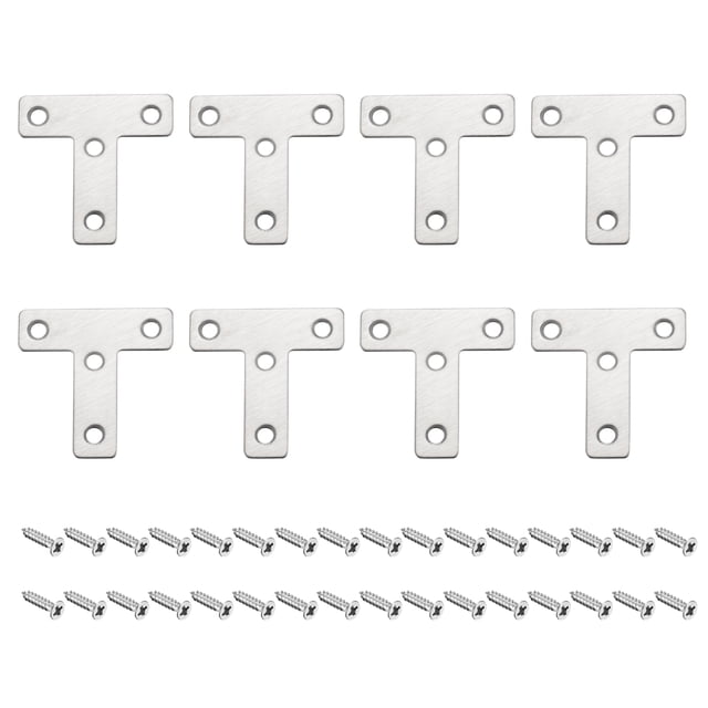 Soporte en T Unique Bargains 50x50x1mm Acero Inoxidable Tono Plateado 8uds