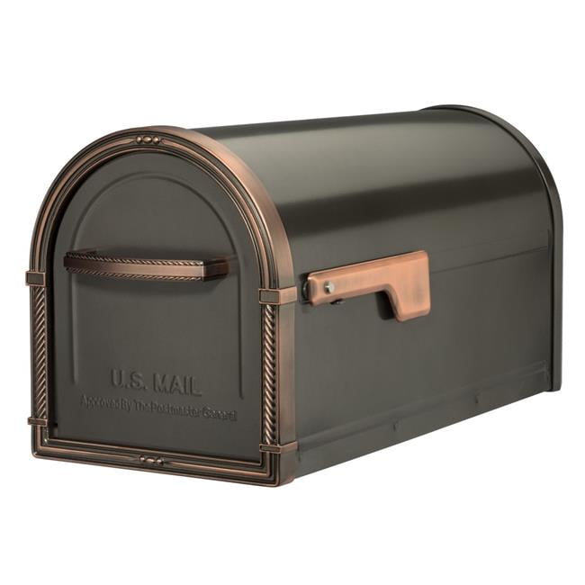 Architectural Mailboxes 5508ZAC Bungalow Post Mount Mailbox Graphite Bronze with Antique