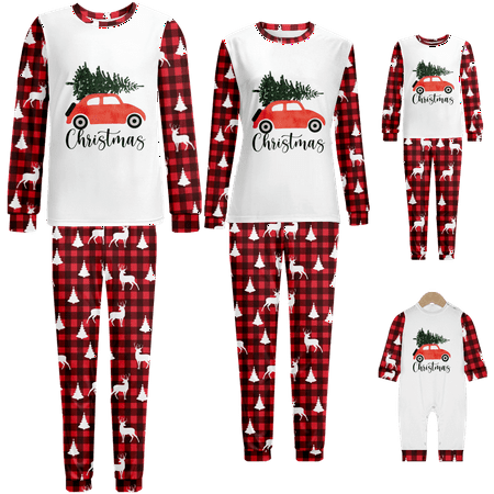 

Family Christmas Pajamas Sets Merry Christmas Print Sizes Baby-Kids-Adult-Pet 2 Pieces Top and Pants Bodysuits Unisex Pajamas Sets
