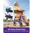 thumbnail image 5 of KEKOY Heavy-Duty Rollator Walker with Seat for Seniors, Walkers for Seniors with Seat, 500 lbs, Extra-Wide 19.5" Padded, K-Frame Reinforced, 10" TPR All-Terrain Wheels, Hidden Brake Cables, Purple, 5 of 10