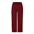 thumbnail image 3 of ZXLBBD Boys' Straight Leg Dress Pants Elastic Waist Solid Color Cargo Trousers Soft Blend for Kids School Uniform Versatile Casual Daily Wear,Red,Size 14 Y-15 Y, 3 of 7