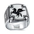 thumbnail image 5 of Bling Jewelry Mens Large 2 Tone Greek Mythical Flying Horse Pegasus Signet Ring Sterling Silver, 5 of 5