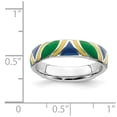 thumbnail image 5 of Solid 925 Sterling Silver Stackable Multi color Enameled Ring Eternity Band Size 8, 5 of 6