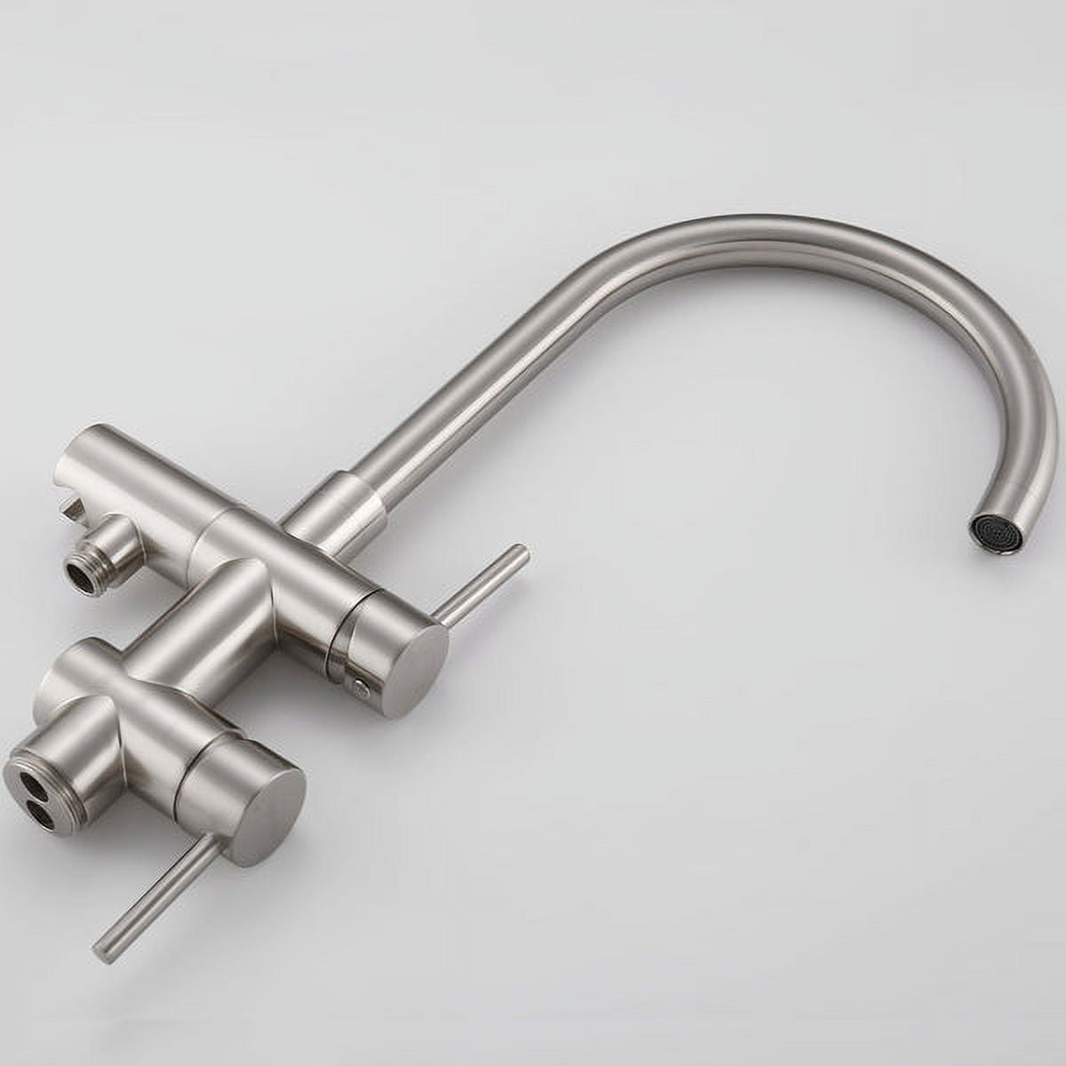 ANGELES HOME 2-Handle Freestanding Bathtub Faucet Floor Mount Bathroom Tub Faucets with Handheld Shower in Brushed Nickel