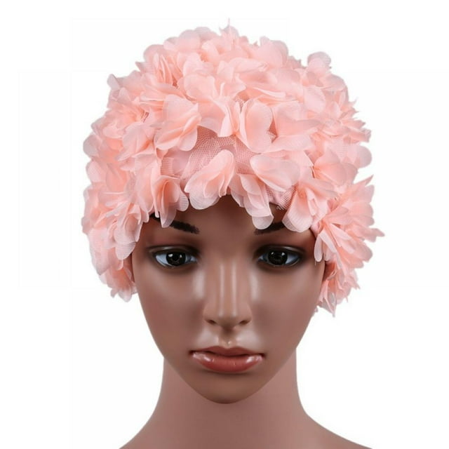 Bonnet de Bain pour Femmes à Pétales Floraux, Style Rétro, Cheveux Longs