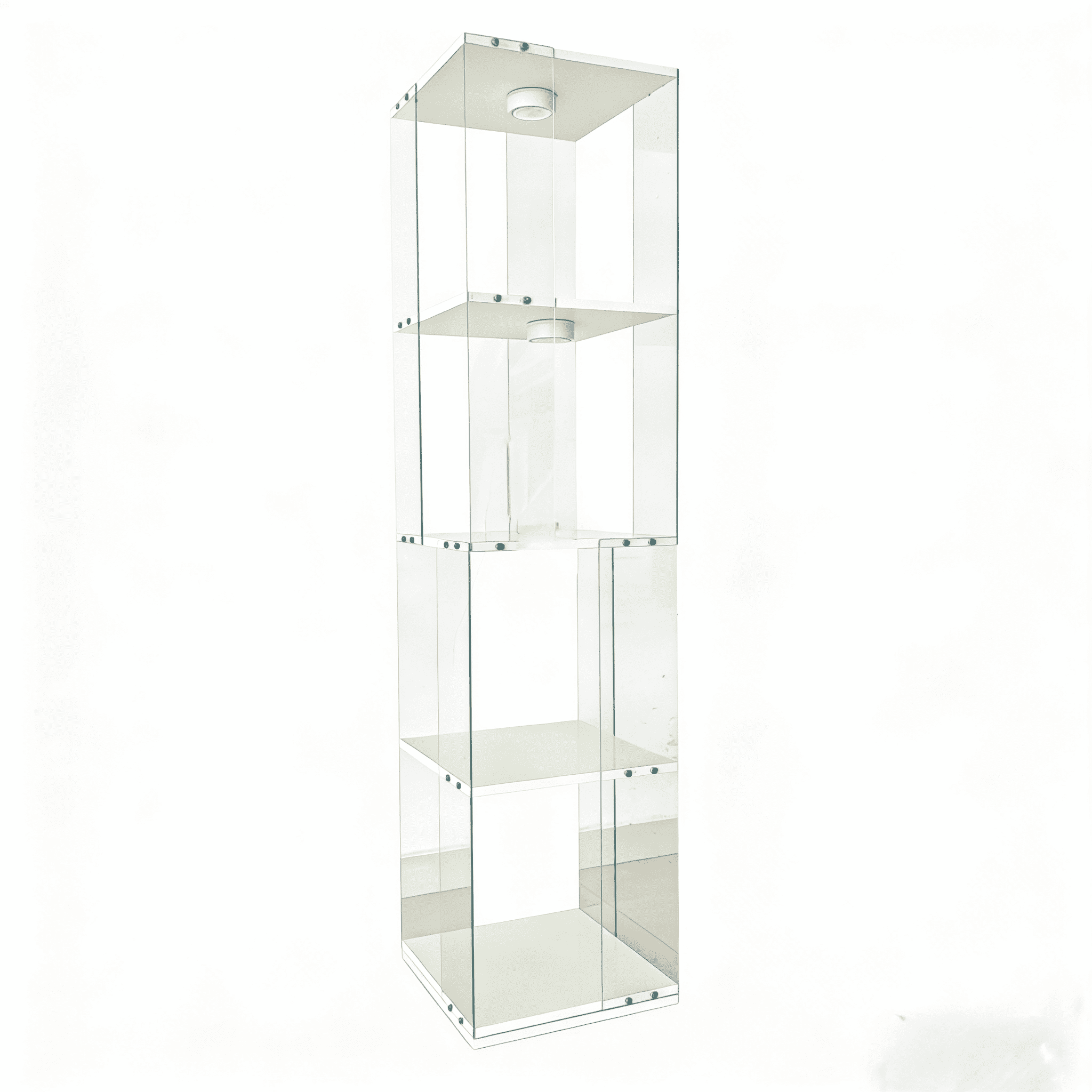 Rotatable Four-Layer Tempered Glass Display Cabinet, White