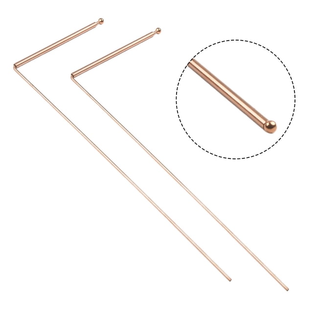 2Pcs Pure Copper Metal Detector Rod Flexible Waters Witching Portable Dragons Seeking Detachable Tool Dowsing Rods