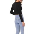 thumbnail image 3 of INSPIRE CHIC Long Sleeve Casual Top for Women's Cut Out Slim Fitted Basic Crop Tee Tops Black XS, 3 of 5