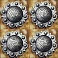 thumbnail image 3 of Set Of 4 Western Screw Back Concho Floral Carved Saddle Bling Cowgirl, 3 of 4