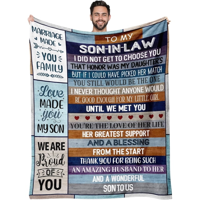 LHSHID Son in Law Fathers Day Blanket Gifts for Men Future Son in Law Gifts from Mother Father in Law Best Birthday Gifts for Son in Law Wedding for Son in Law Blankets 30"x40"