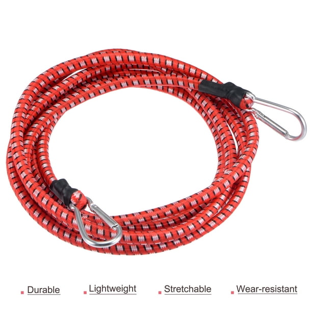 Uxcell 9.84ft Tie Down Snap Clips Elastic Rope with Hooks, Red
