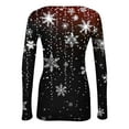 thumbnail image 5 of Womens Christmas Shirts Xmas Printed Round Neck Ribbed Knit Slim Fit Christmas Tee Tops Fall Winter Trendy Outfits, 5 of 6