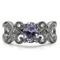 thumbnail image 3 of High polished (no plating) Stainless Steel Ring with AAA Grade CZ in Light Amethyst for Women Style TK079, 3 of 5