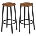 thumbnail image 1 of HOOBRO Set of 2 Bar Stools, Kitchen Round Bar chairs with Footrest, Industrial Pub Stools, Sturdy Steel Frame, Adjustable Feet, for Dining Room, Kitchen, Party, Easy Assembly, Rustic Brown B, 1 of 9