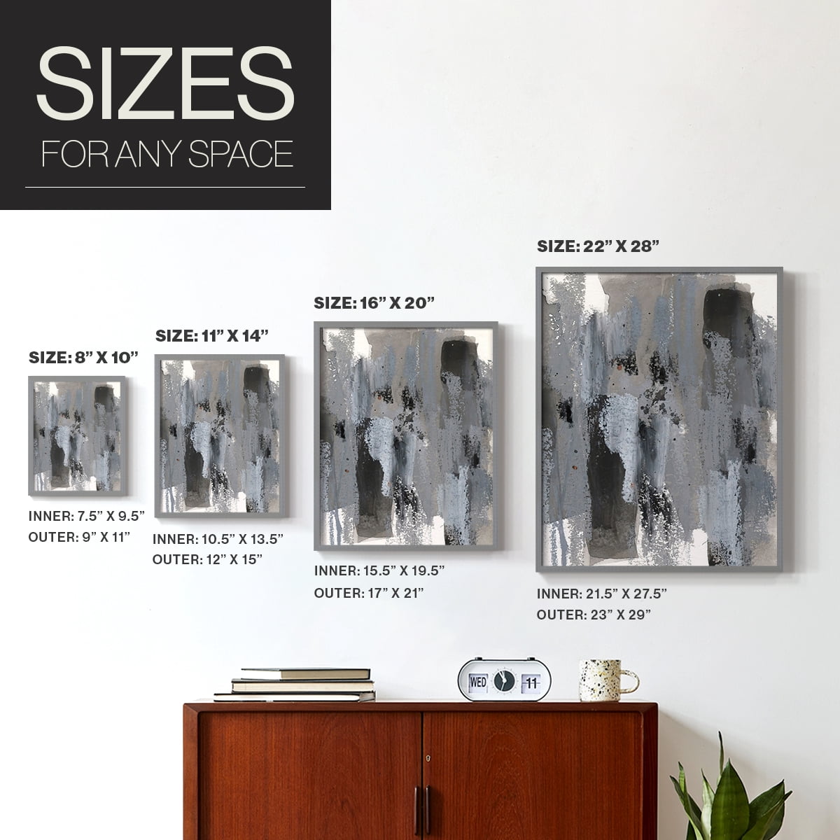 Loft Pastel IV Framed Print in Gray Solid Wood Framed Print No Nail Hanging