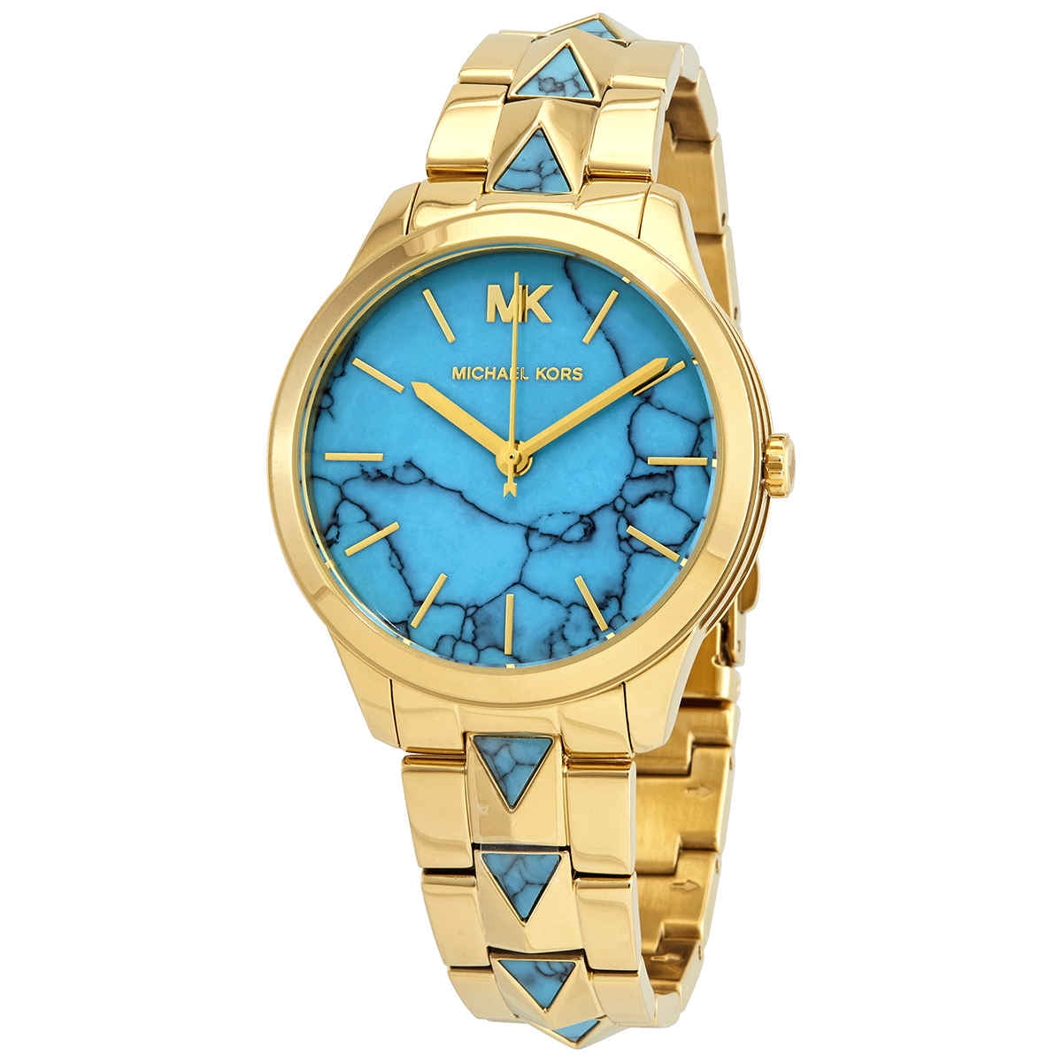 michael kors gold and turquoise watch