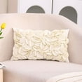 thumbnail image 5 of KQJQS 3D Leaves Handmade Throw Pillow Cover Decorative Floral Velvet Pillowcase Cushion Cover for Couch Bed Living Room Home Decor 12x20 Inche, 5 of 7