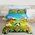 thumbnail image 2 of jejeloiu Cute Daisy Farm Animals Full Size Comforter Sets,Kawaii Chicken Cow Pig Bedding Sets For Girls Boys 3pcs, 2 of 8