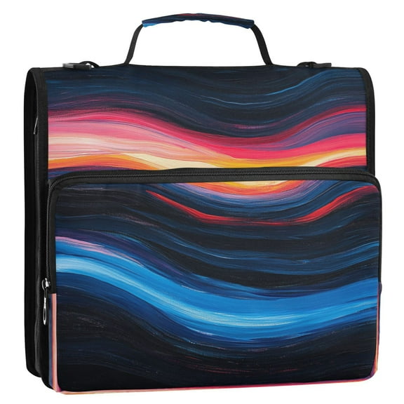 Ripple Pattern Stripes Lines Zipper Binder Bag 3 Ring Binder Bag,Large Capacity Durable Binder Organizer Bag