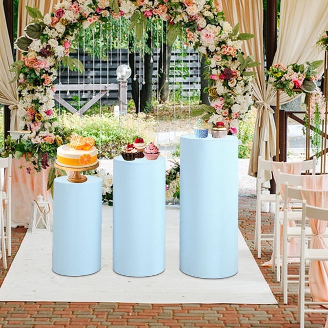 3 uds cubiertas de Pedestal cilíndrico soporte de zócalo cubiertas de pilar cubiertas de soporte de zócalo cilíndrico para accesorios de decoración de azul claro