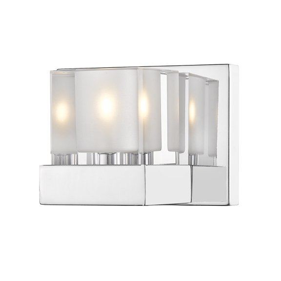 Z-Lite Fallon Clear Frosted Crystal Steel LED Vanity Wall Sconce in Chrome