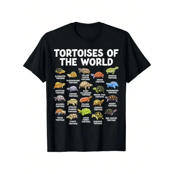 children’s wear Tortoises of the World Educational Graphic T-Shirt for Kids, Cute Reptile Species Identification Chart Tee for Boys and Girls, Retro Nature Science Animal Lover Toddler Shirt