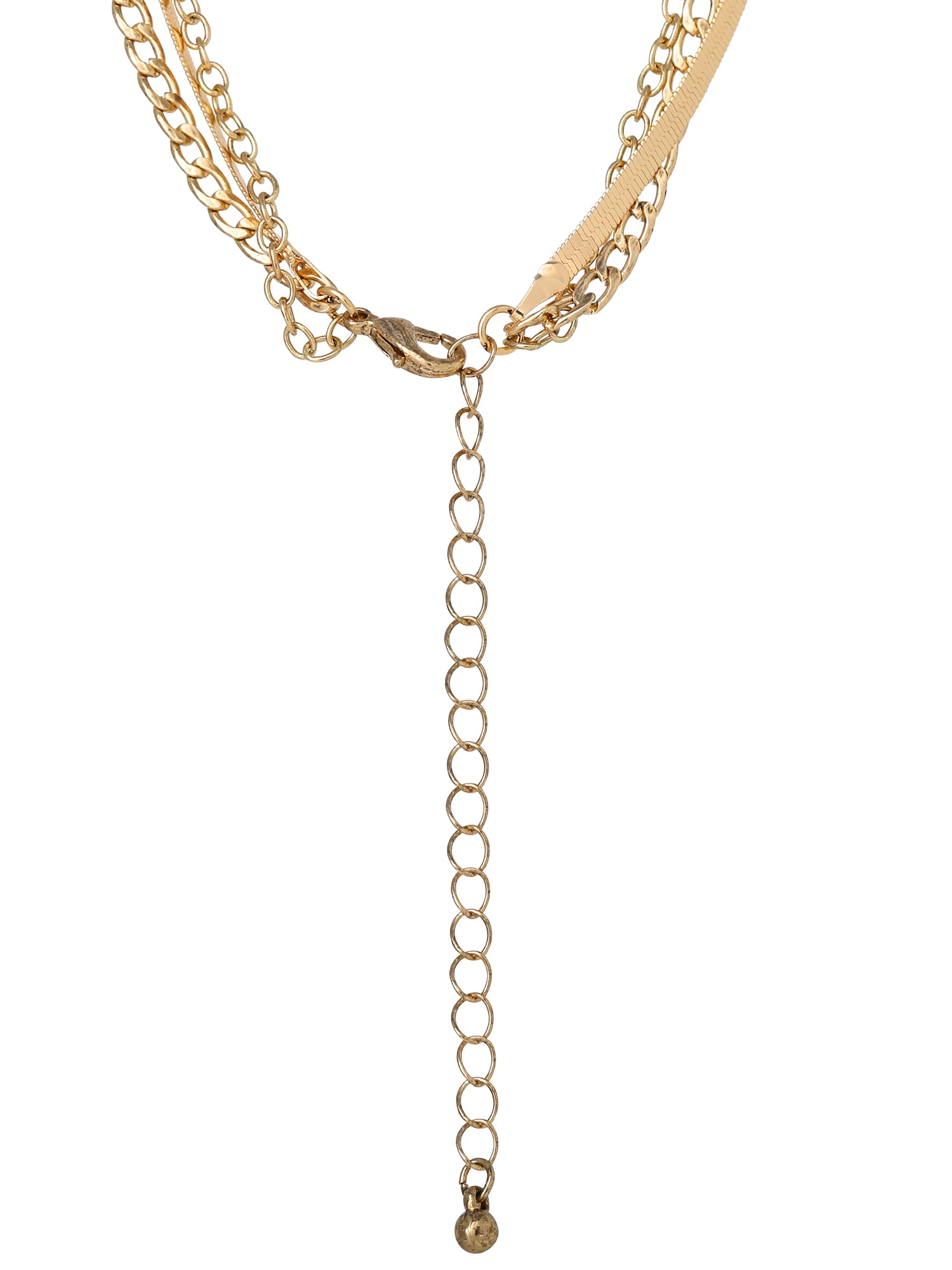 Jessica Simpson Women's Gold-Tone Layered Cross Necklace with Snake Chain and Link Chain